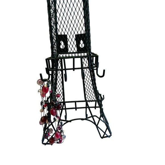 Black Metal Eiffel Tower Jewelry Holder Paris 32 Hooks for Necklace & Bracelets - Picture 11 of 15